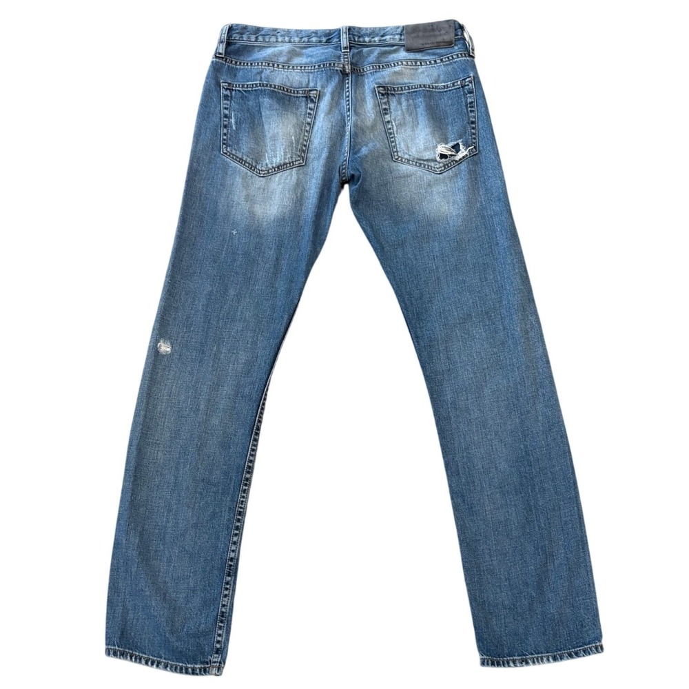 Armani Exchange Jeans Mens 31‎ Blue Straight Distressed Ripped Patch Denim - Picture 4 of 11